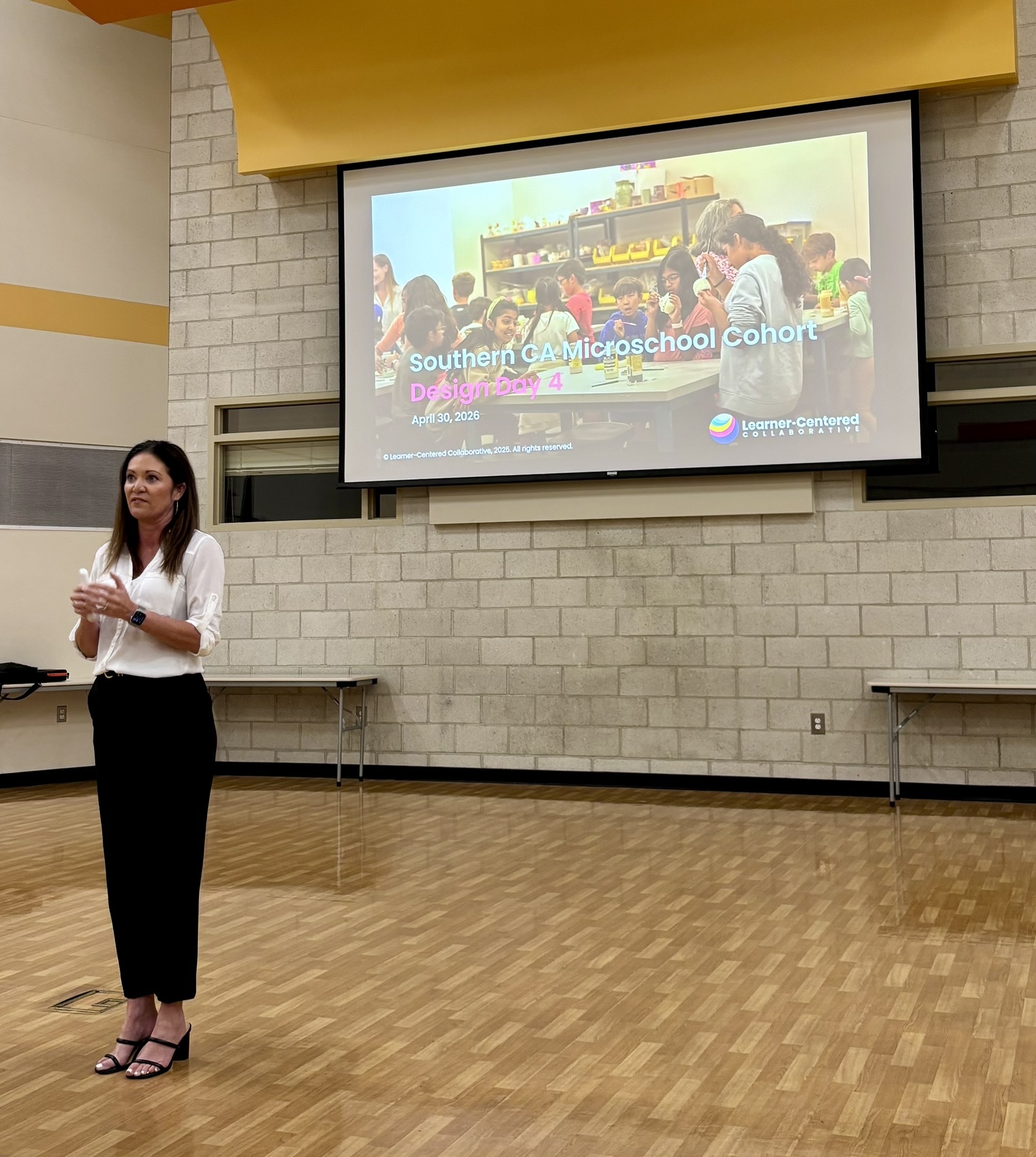 A facilitator presents at the Southern CA Microschool Cohort Design Day